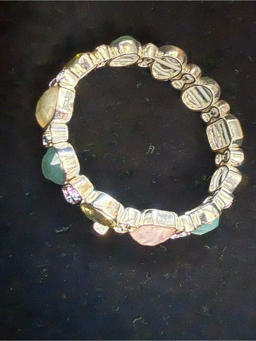 Multi-Stone Fashion Bracelet in Green, Pink and Yellow - Women's Jewelry